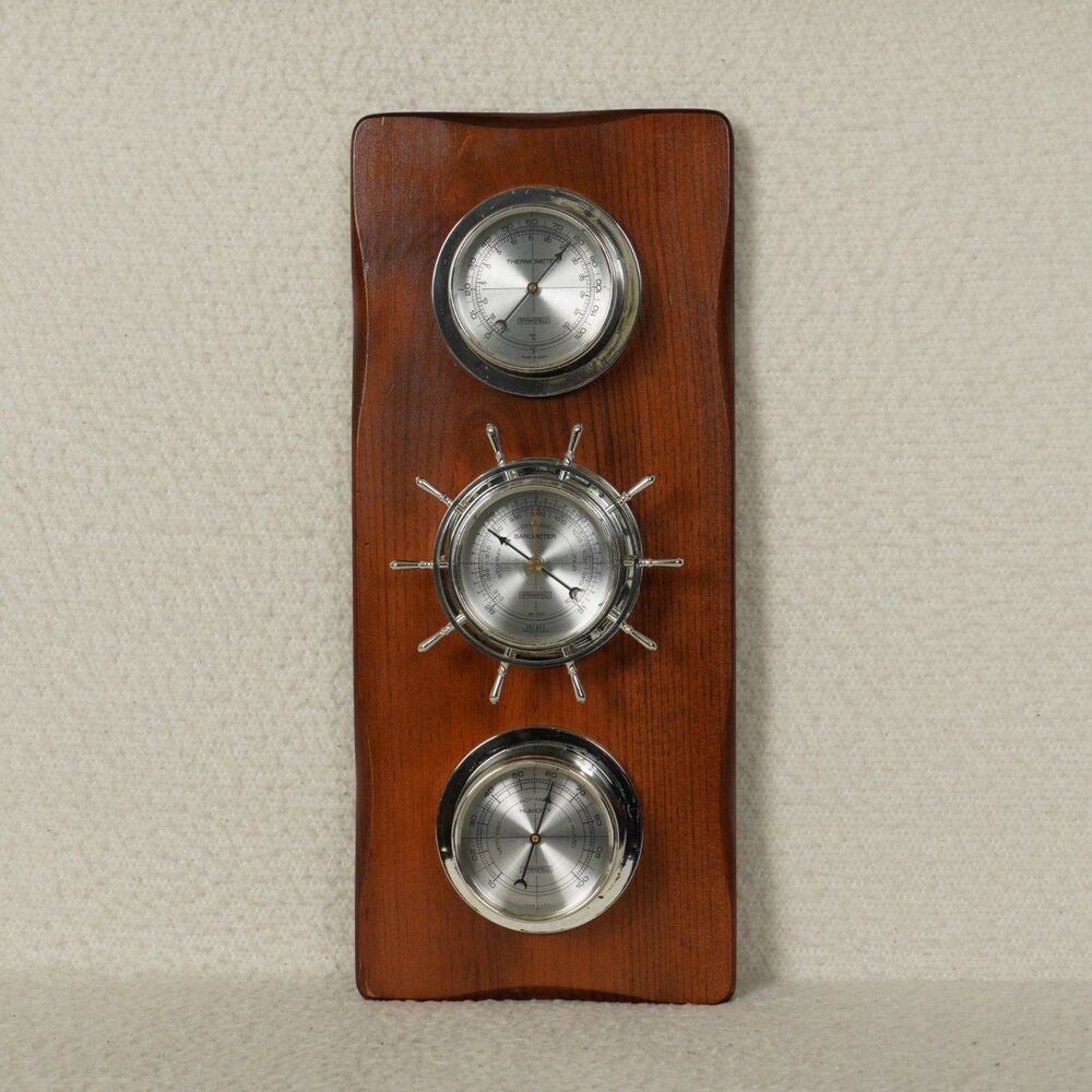 Vintage Springfield Weather Station Nautical Thermometer Barometer Humidity Key